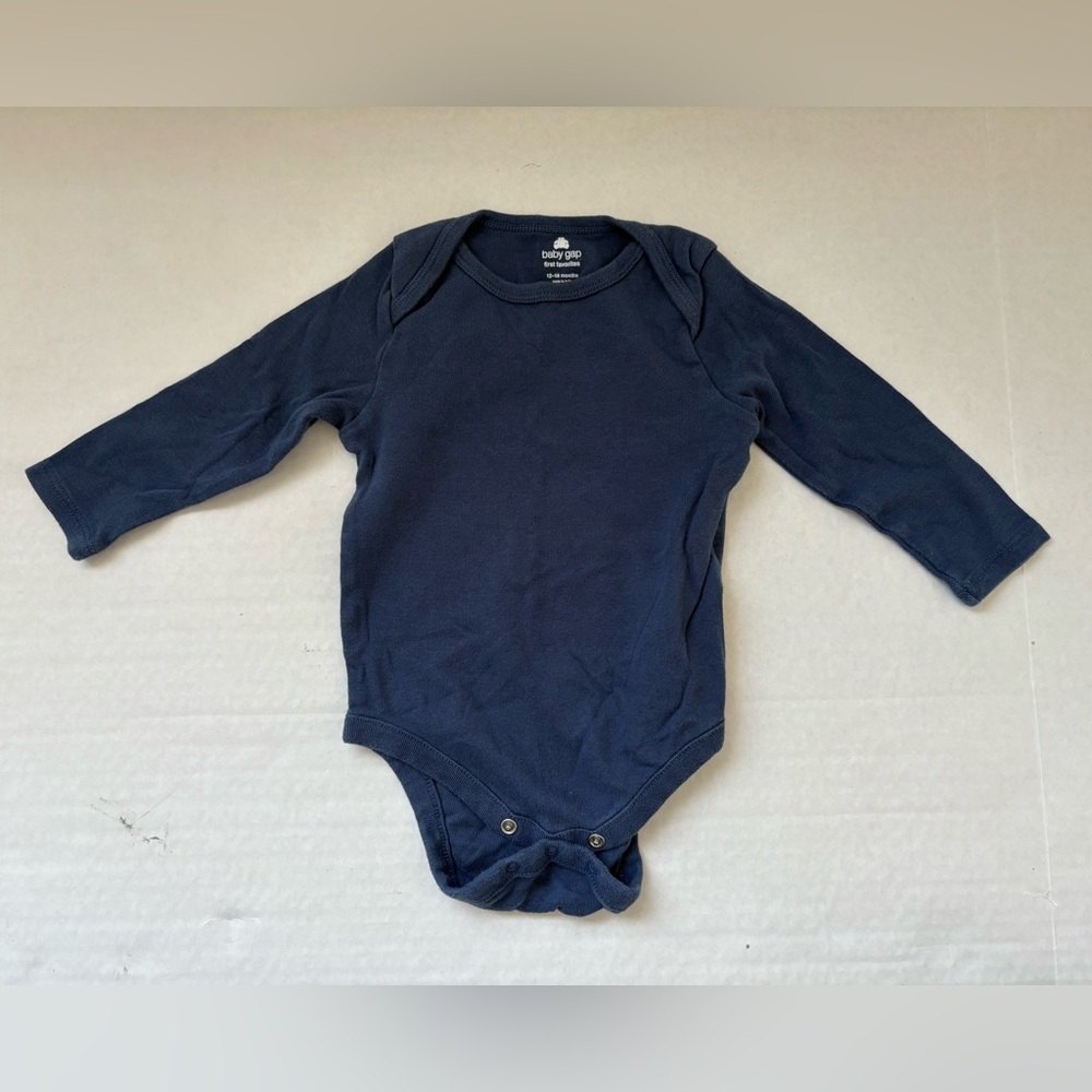 Baby Gap Bundle of 6 Long Sleeve Bodysuits Cotton Sz 12-18M Blue Gray Henley - Picture 4 of 9